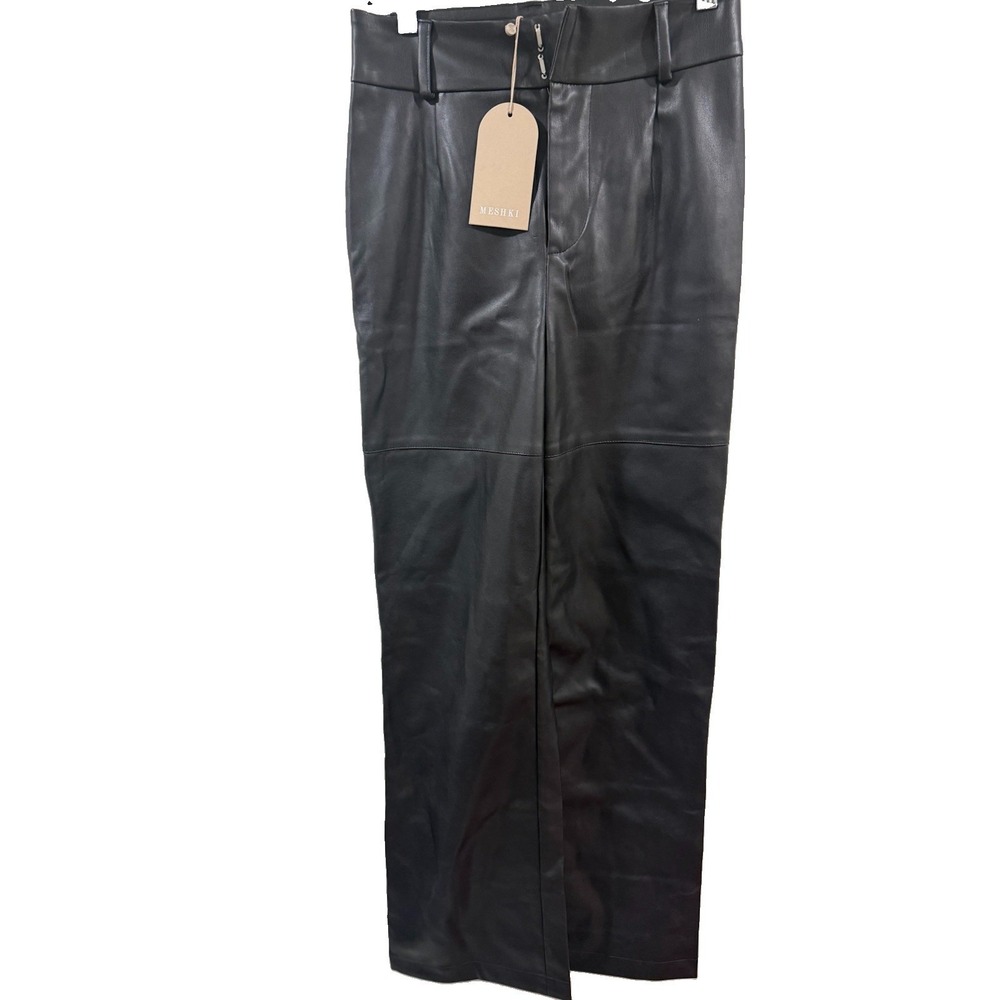MESHKI NWT Black SIMA  Faux Leather Pants Size HIGH WAIST PANTS Small